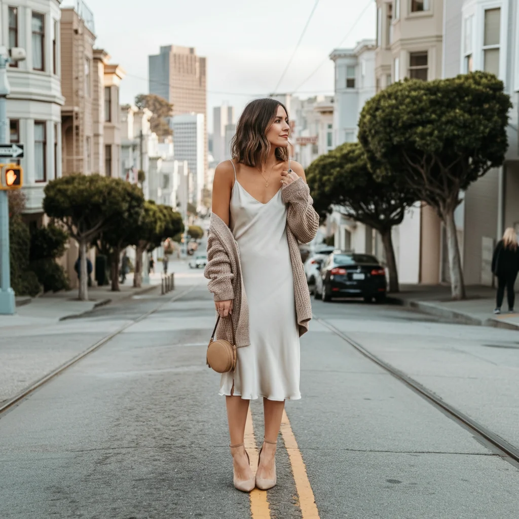 Slip Dress with a Cardigan
