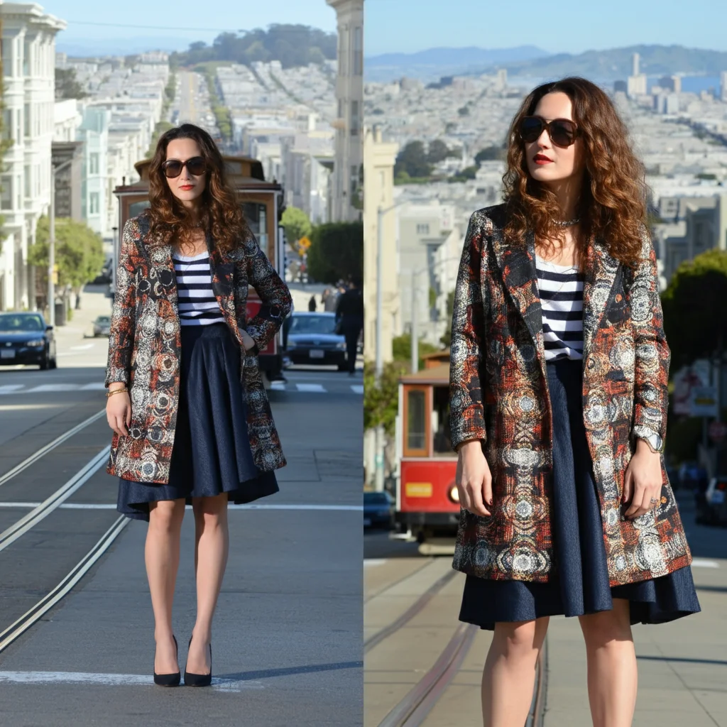 Statement Coat with A-Line Skirt