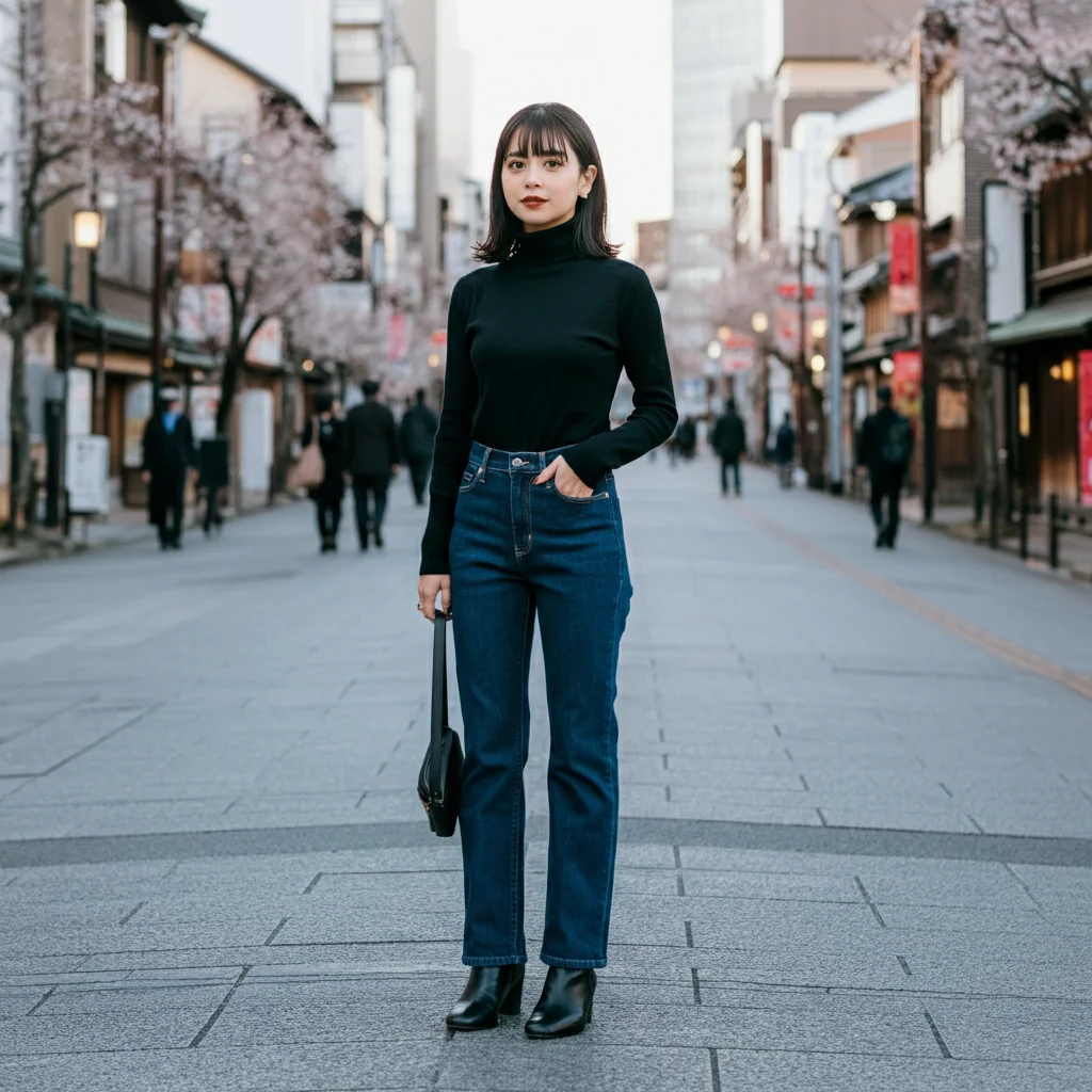 Straight Jeans with a Turtleneck