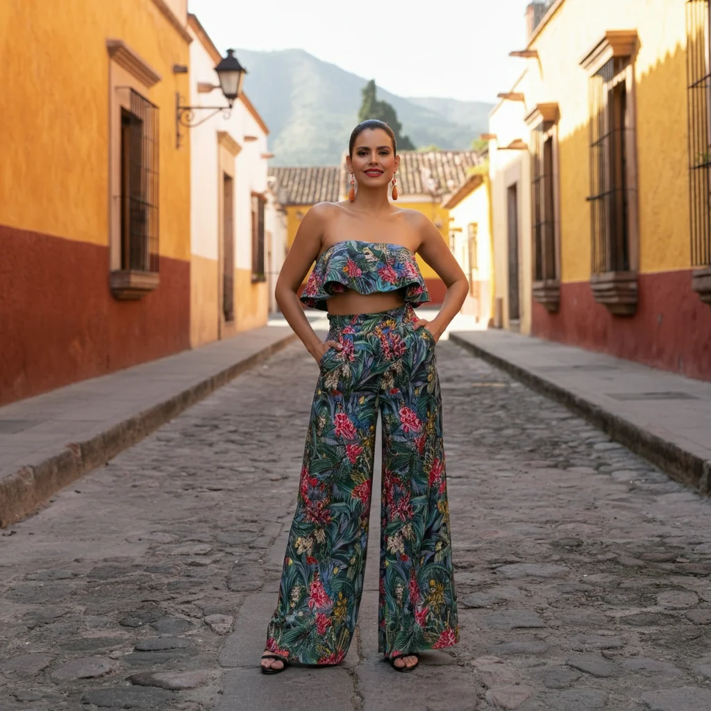 Strapless Top with Palazzo Pants