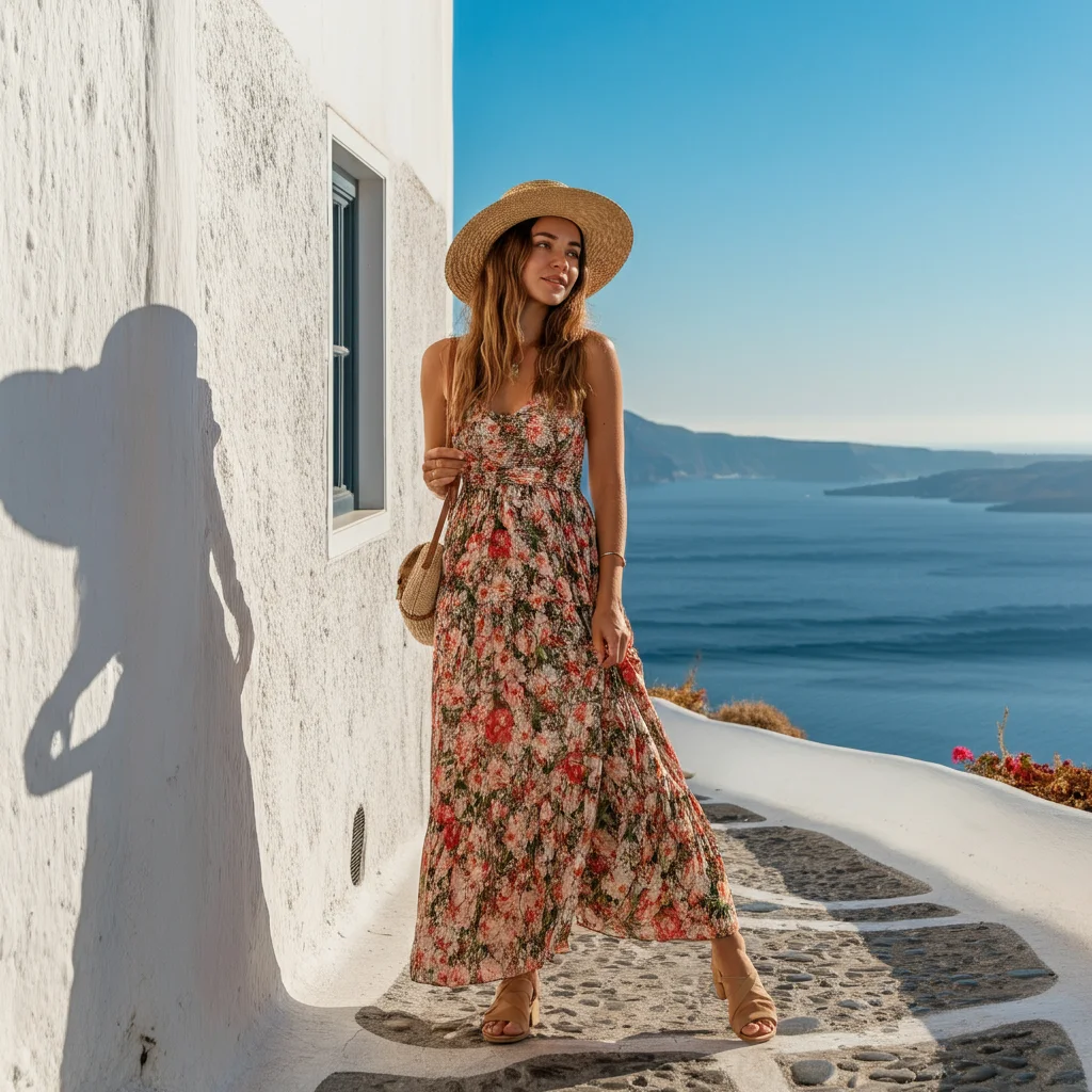 Sundress with Straw Hat