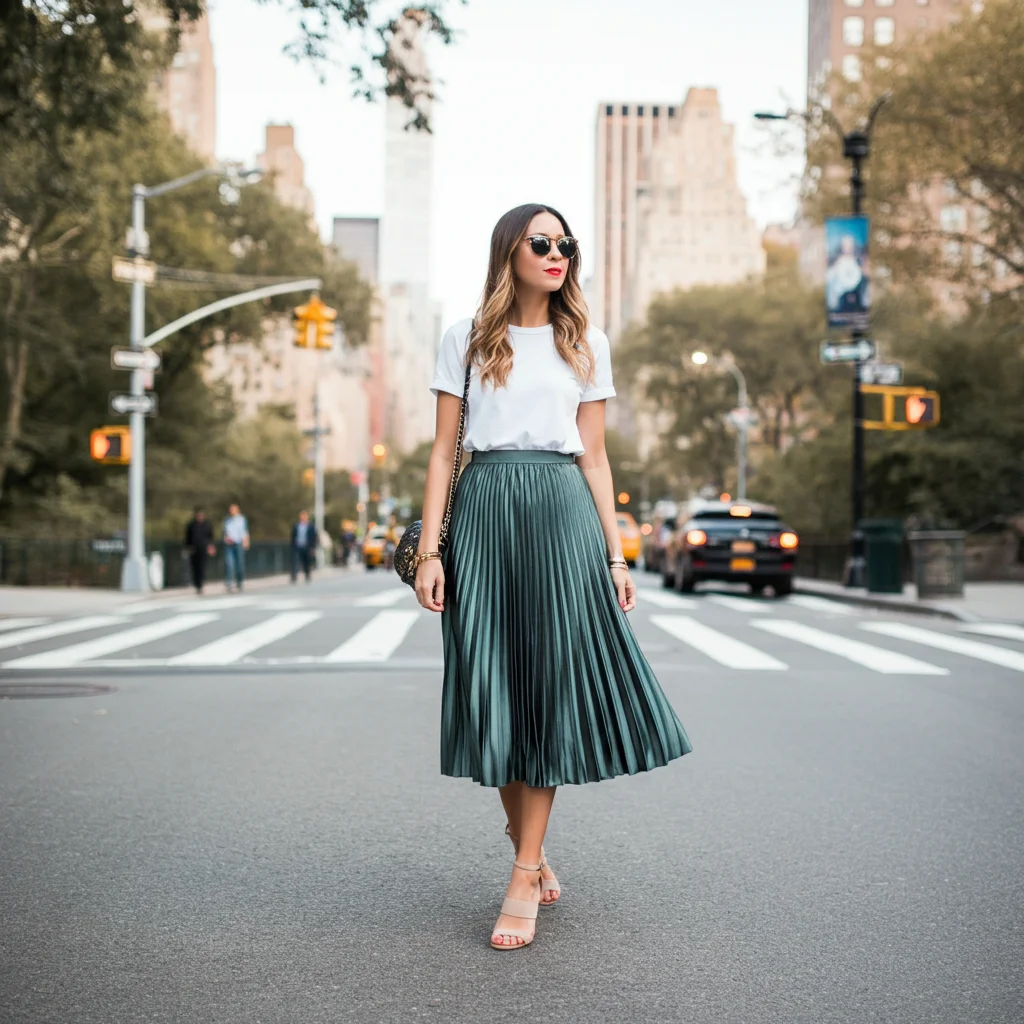 White Shirt with a Pleated Skirt