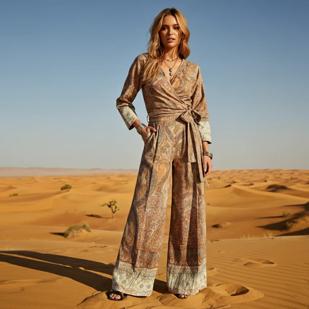 Wide-Leg Trousers with a Wrap Top