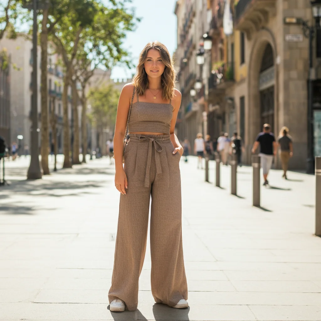 Wide-leg pants with a Crop Top