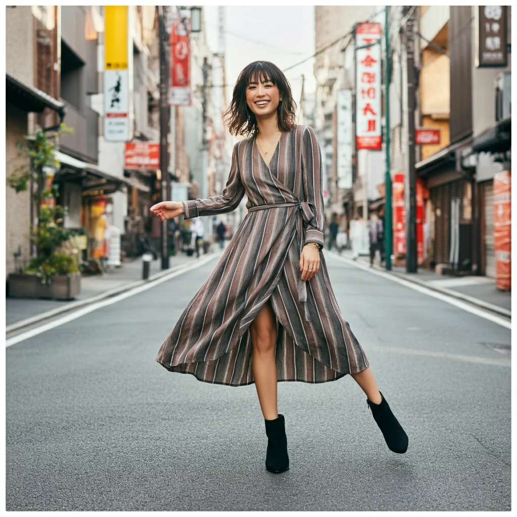 Wrap Dress with Ankle Boots