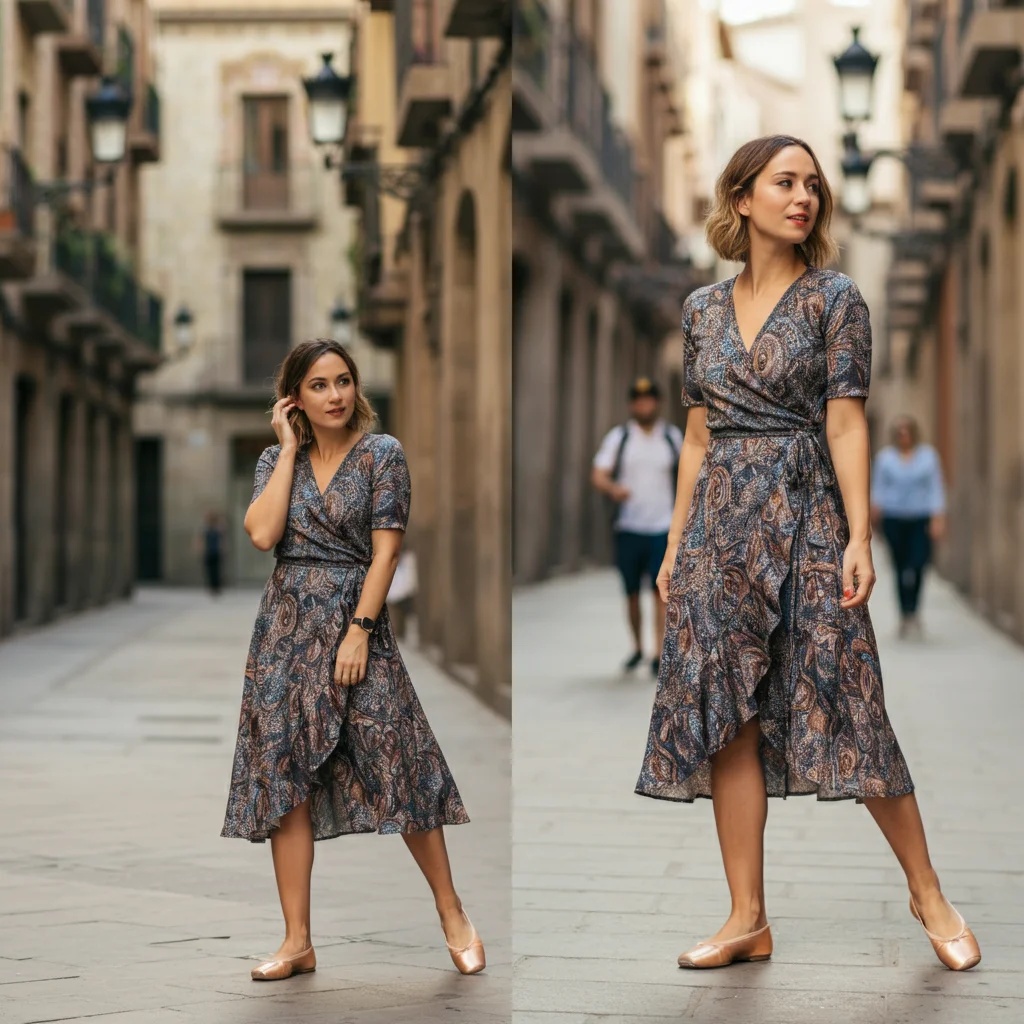 Wrap the Dress with Ballet Flats