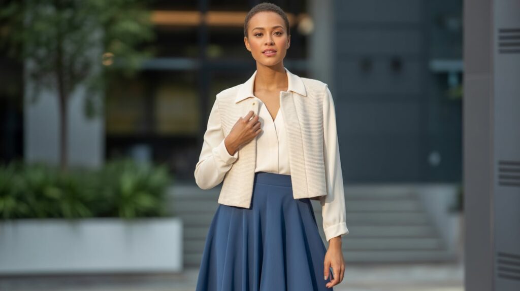 A-Line Skirt and Open Cardigan