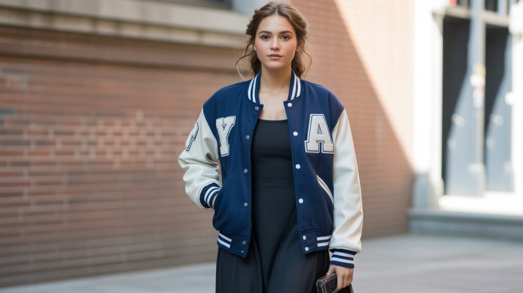 A Simple Dress and a Varsity Jacket