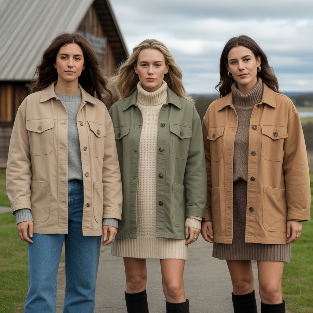 Barn Jacket Over Sweater Dress