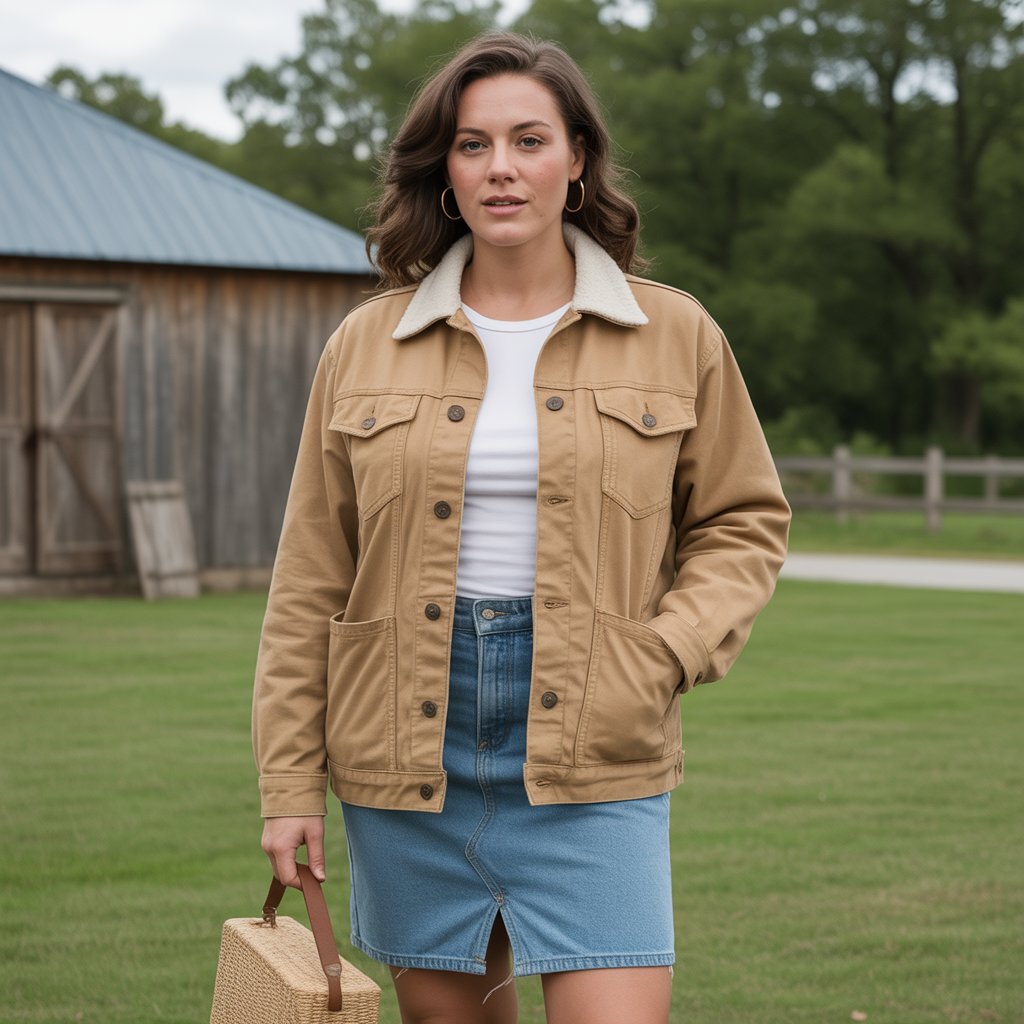Barn Jacket with Denim Skirt