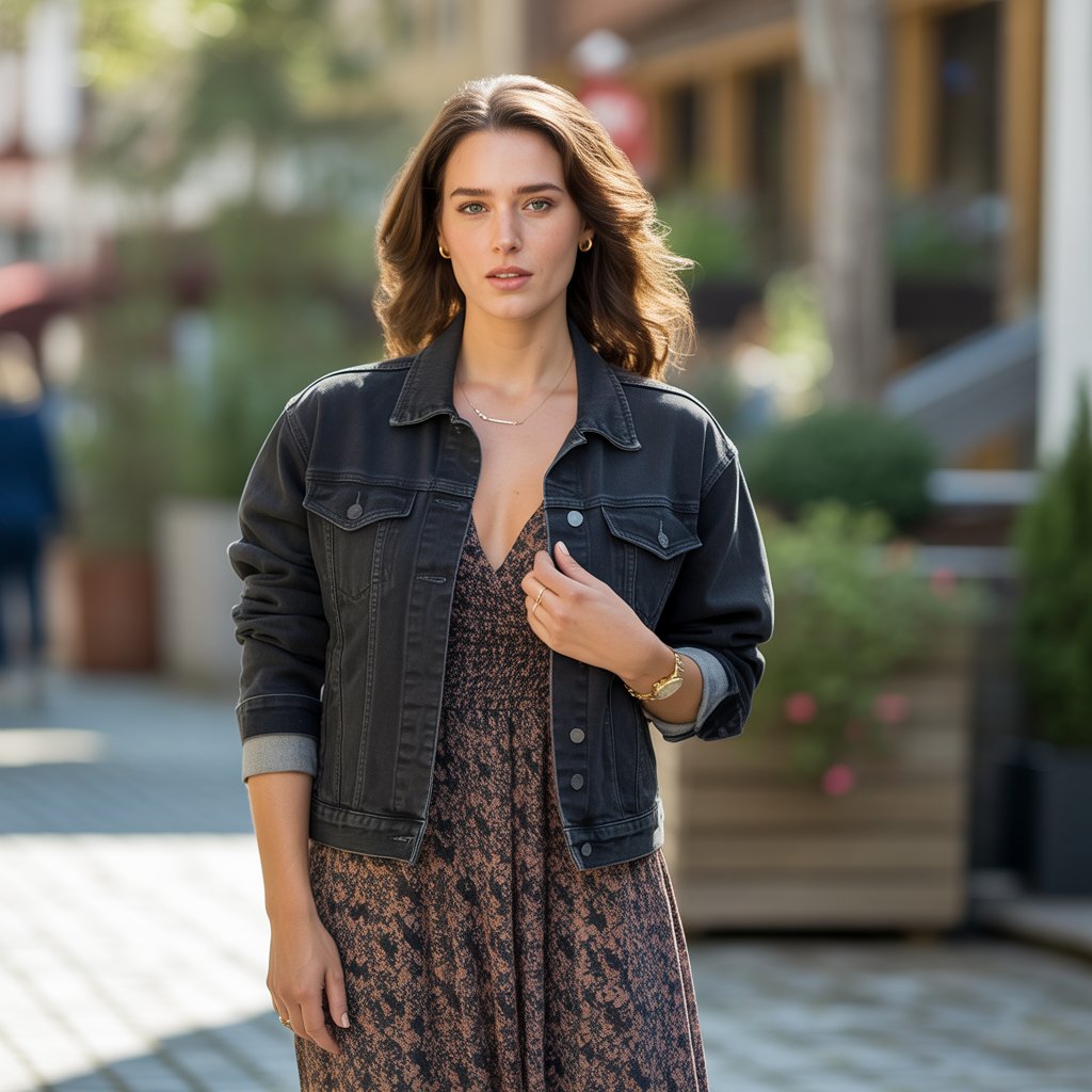 Black Denim Jacket and a Maxi Dress