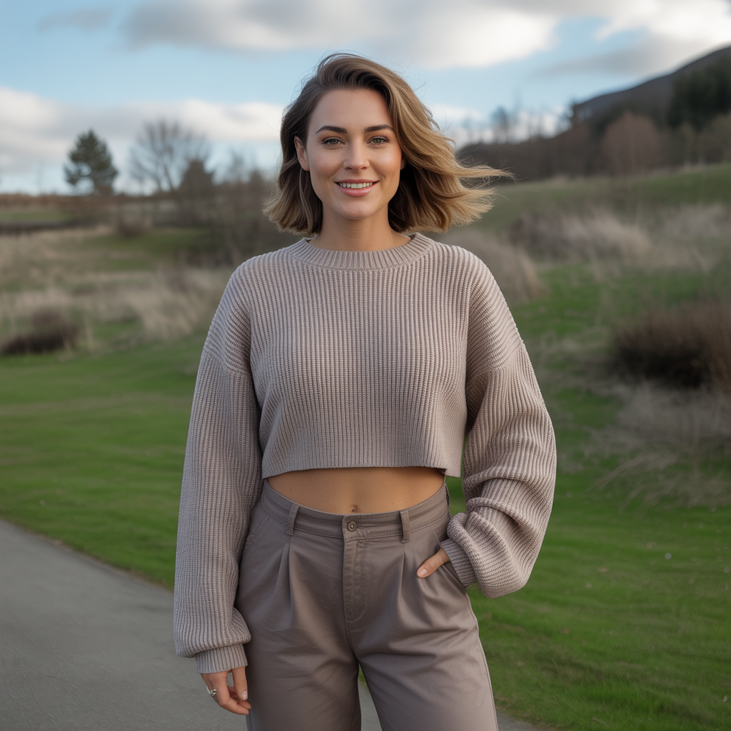 Cropped Sweater and High-Waisted Pants