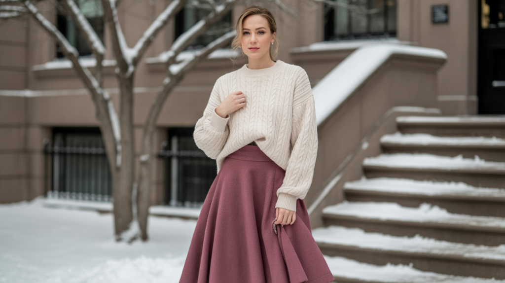 Midi Skirt and Oversized Sweater
