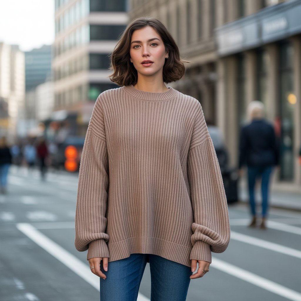 Monochromatic Oversized Sweater Look