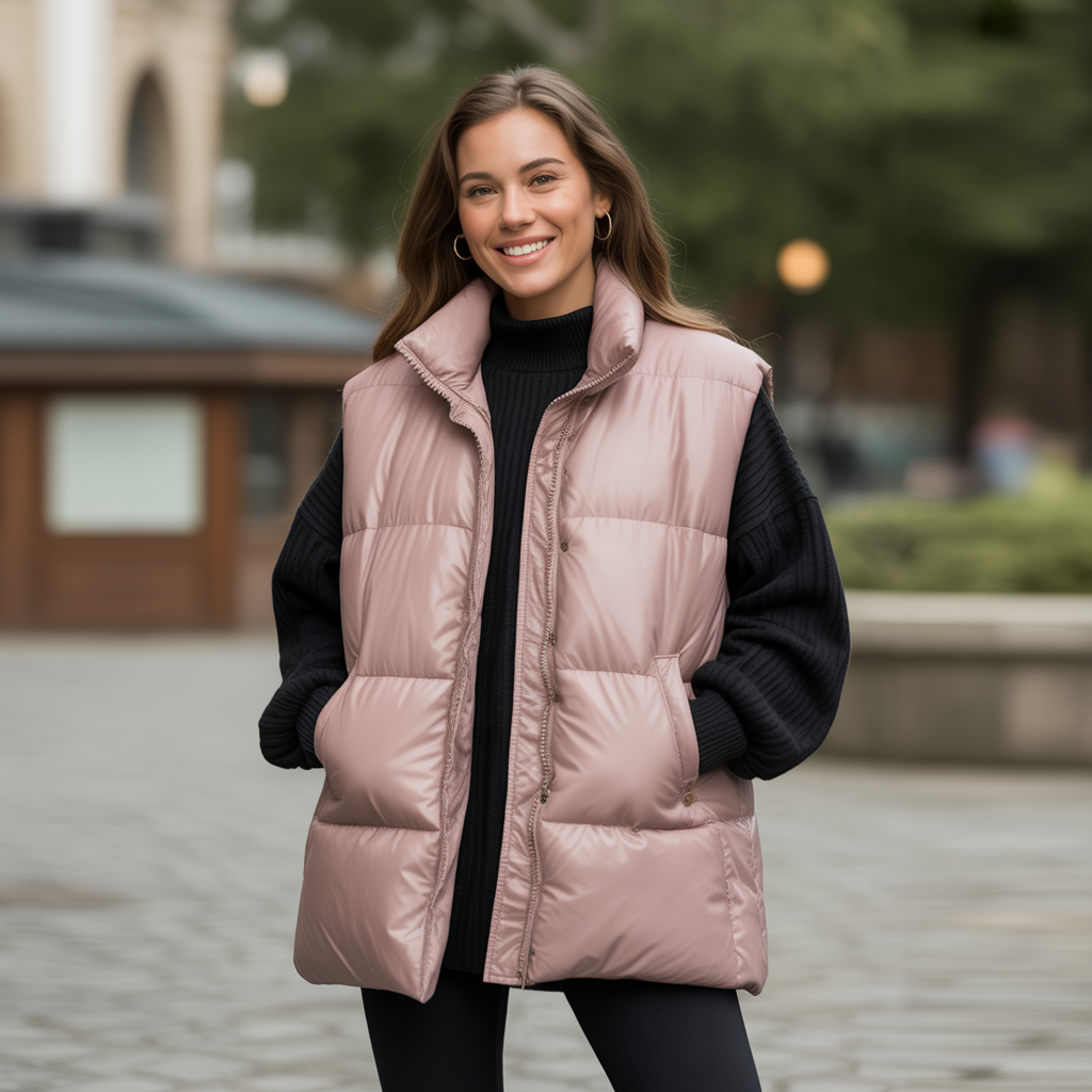 Oversized Puffer Vest with Leggings