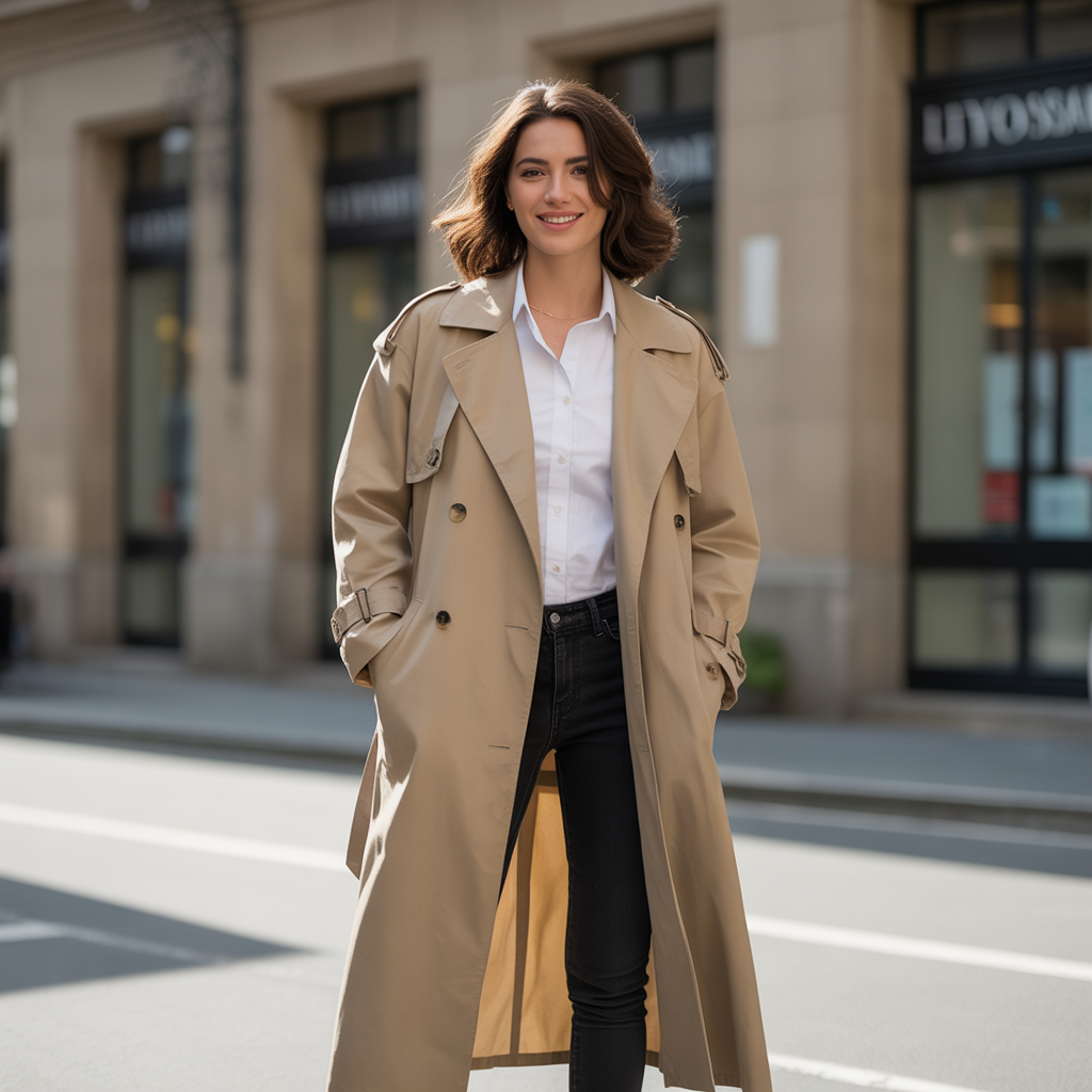 Oversized Trench Coat with Skinny Pants