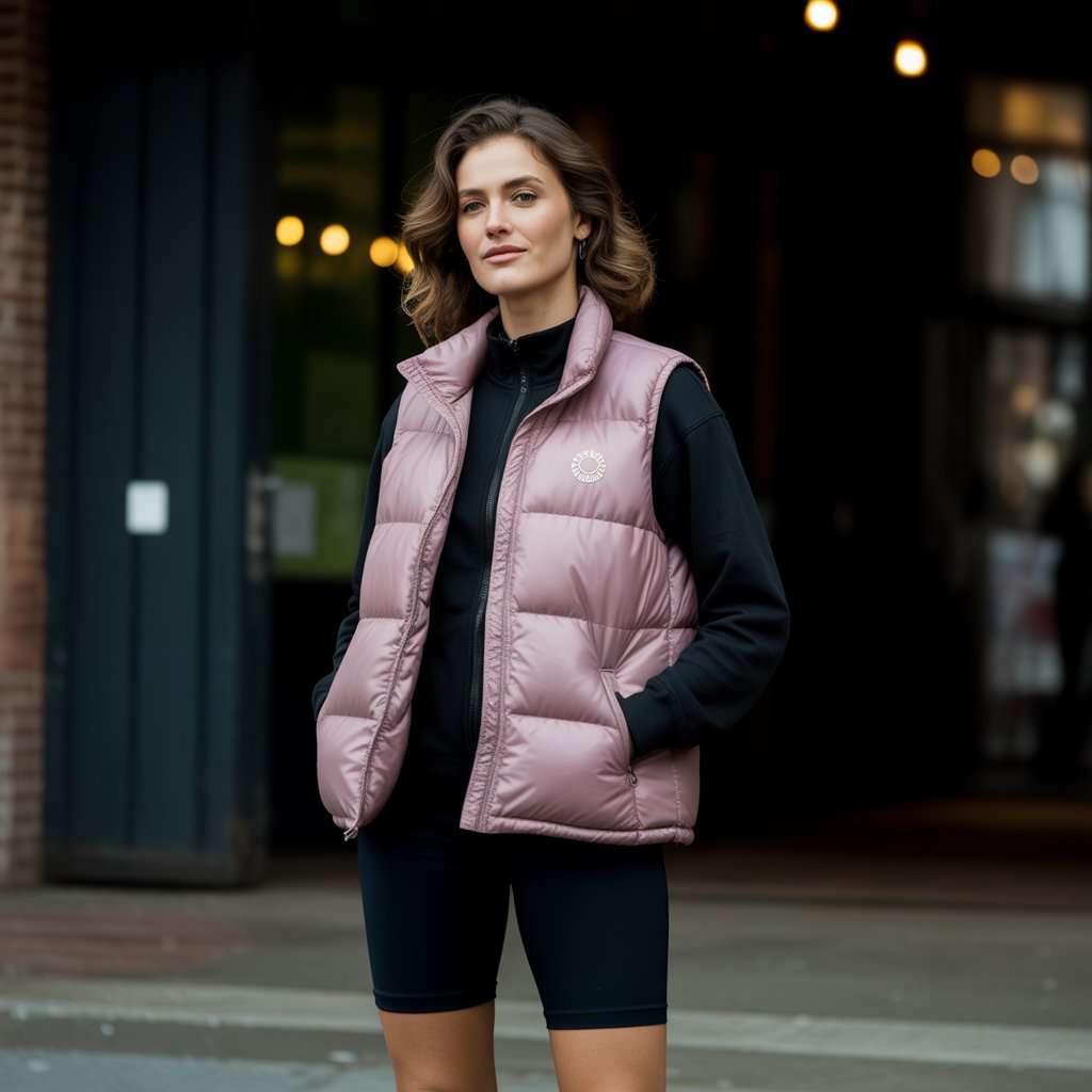 Puffer Vest with Bike Shorts