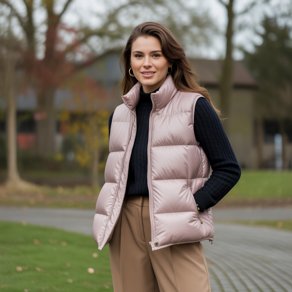 Puffer Vest with Tailored Trousers