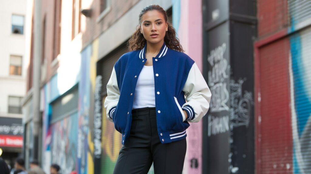Smart Trousers and a Varsity Jacket