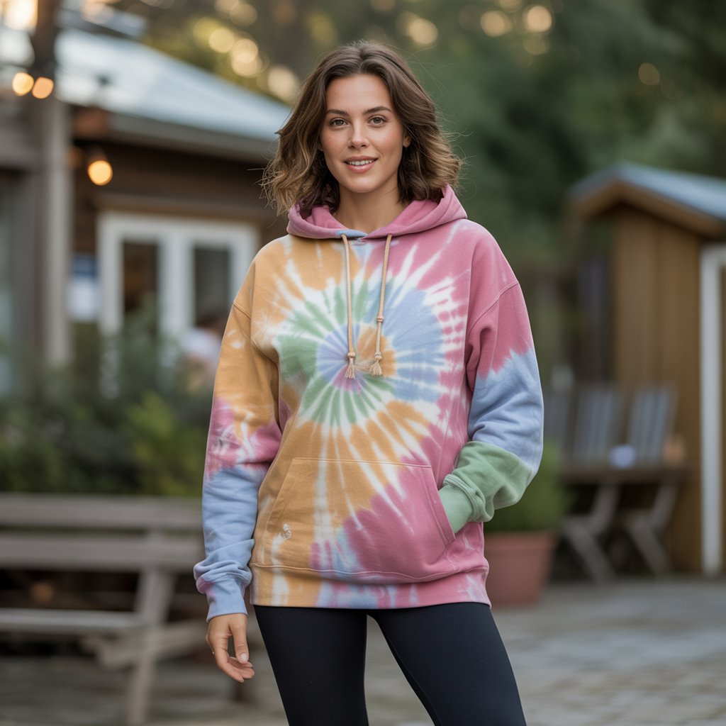Tie-Dye Hoodie with Black Leggings