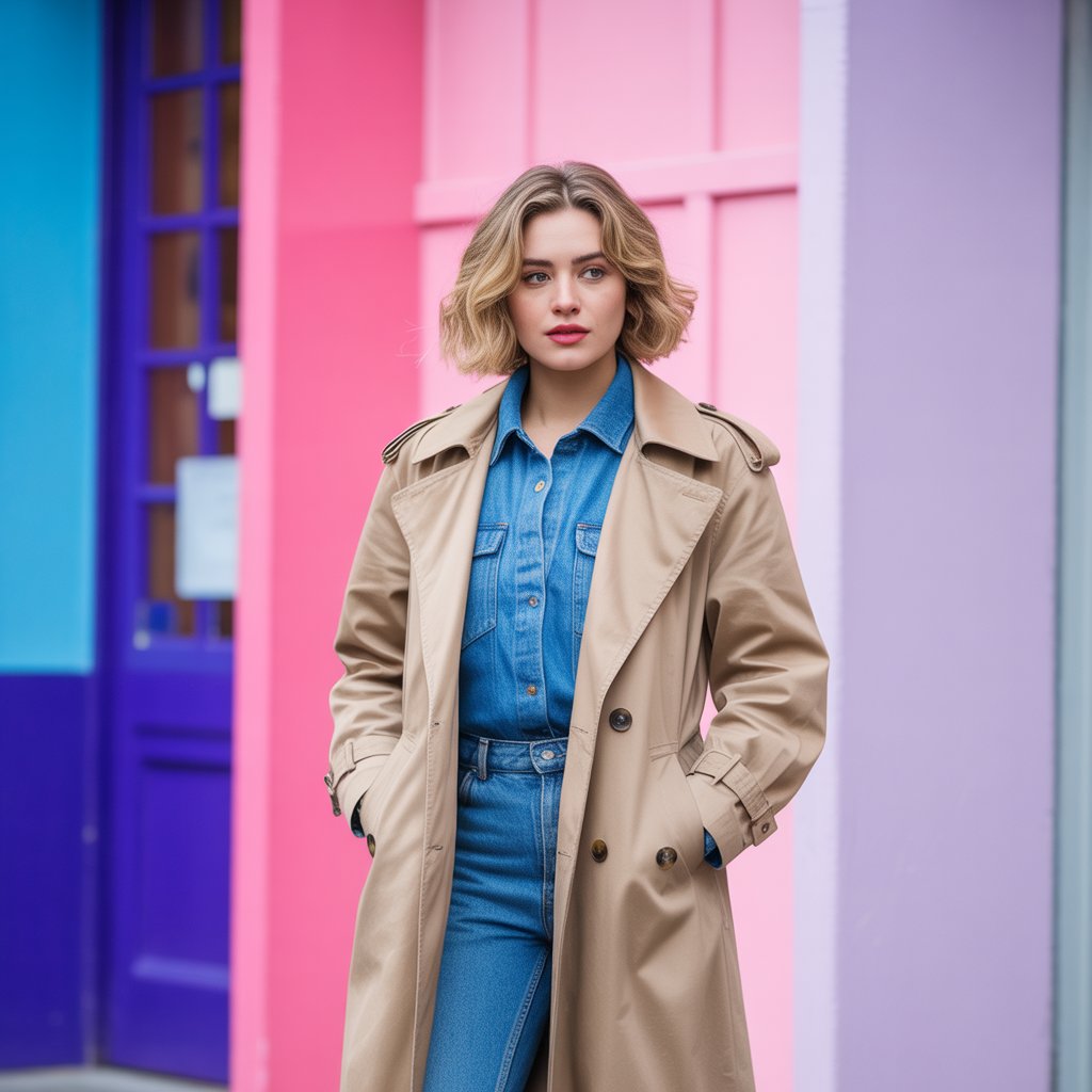 Trench Coat with Denim on Denim