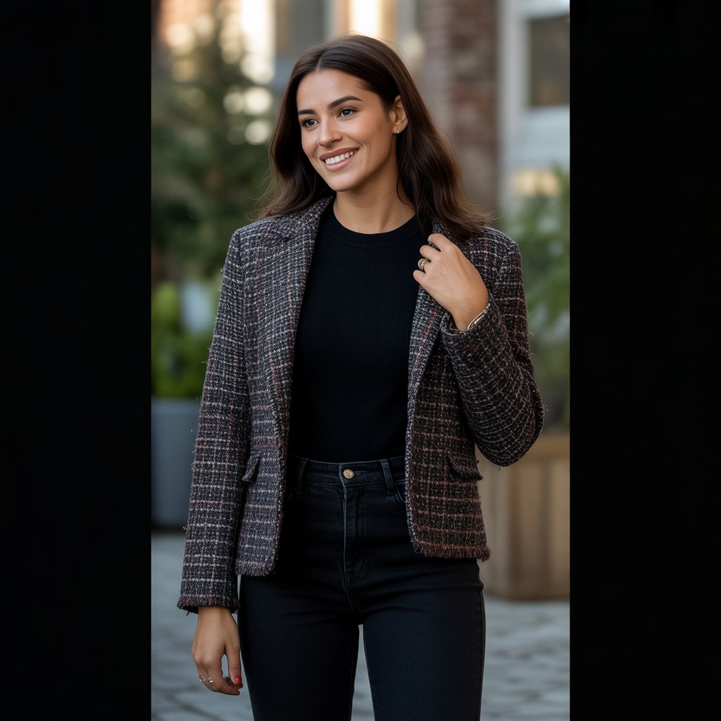 Tweed Jacket Over All Black