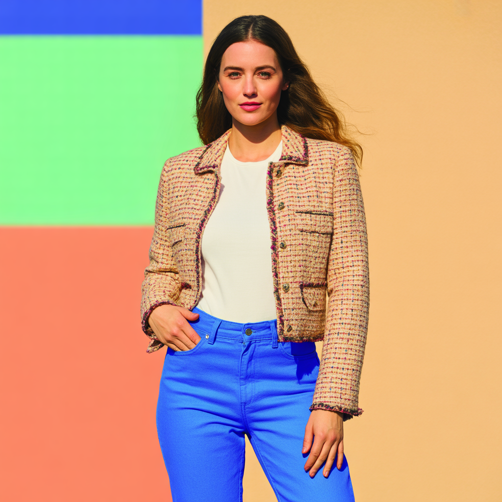 Tweed Jacket with Jeans and White Tee