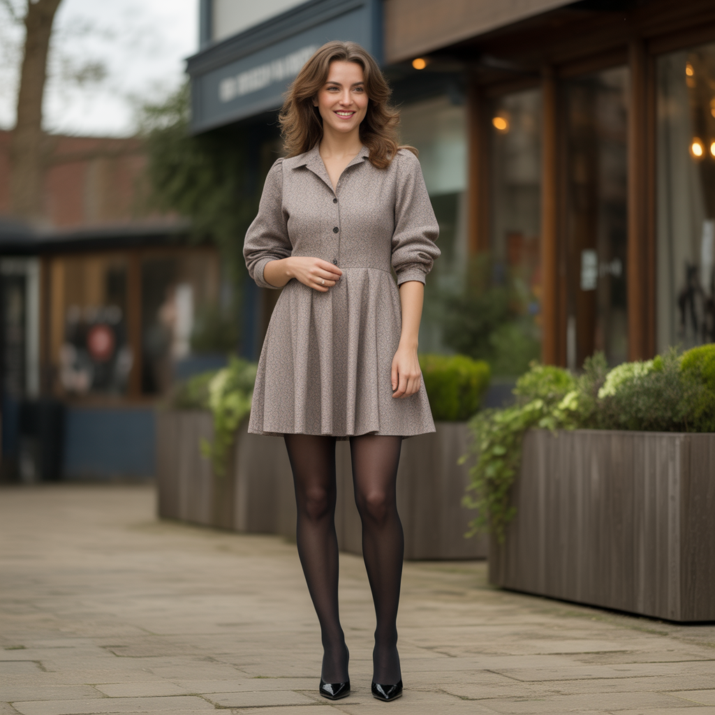 A Chic Mini Dress and Tights