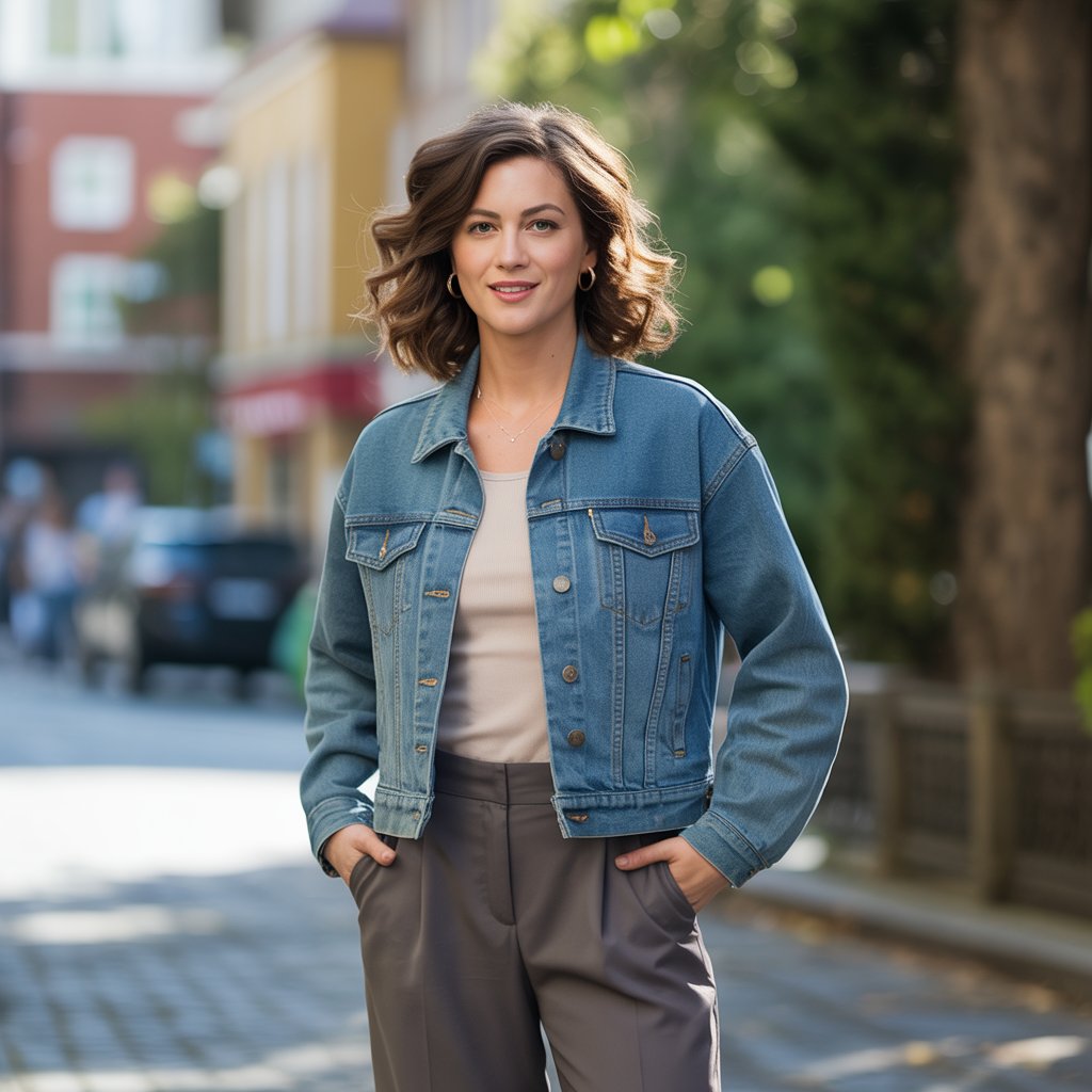 A Jean Jacket and Dress Pants