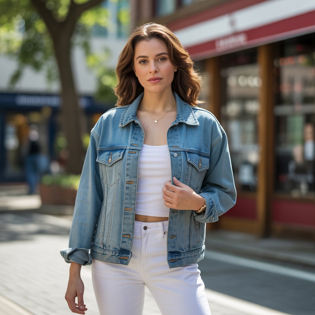 A Jean Jacket and White Jeans