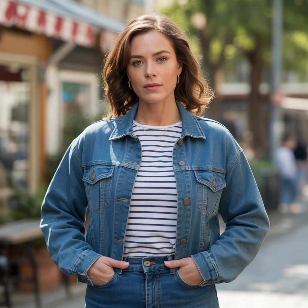 A Jean Jacket and a Striped Shirt