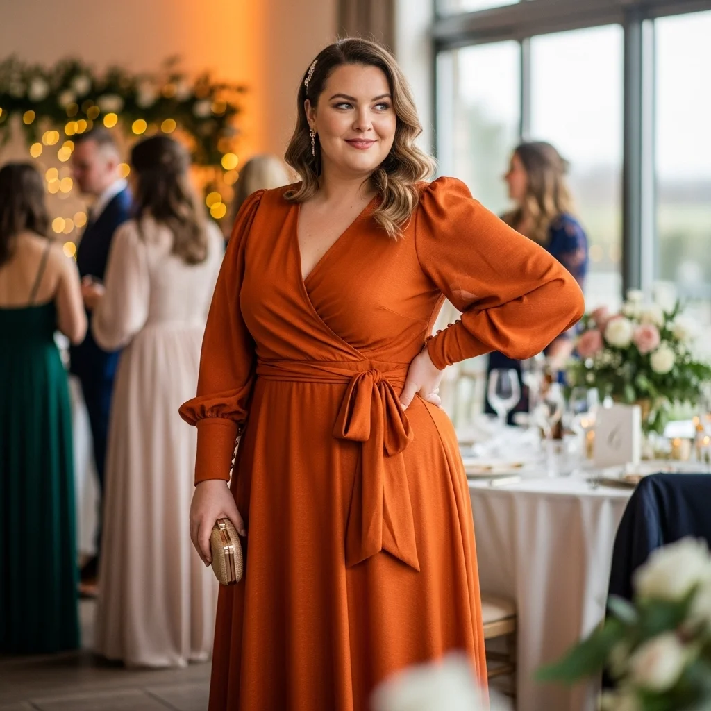 Bishop Sleeve Burnt Orange Wrap Maxi