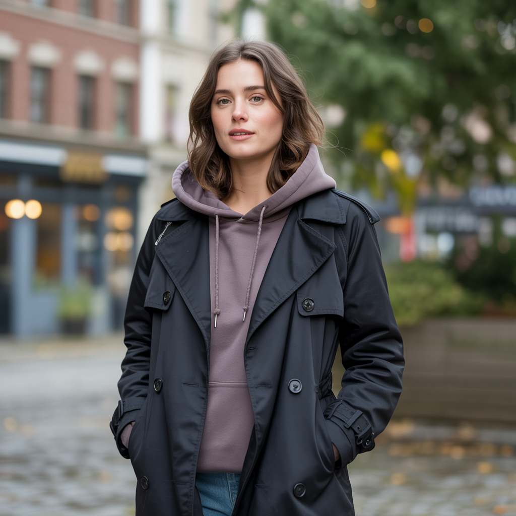 Black Trench Coat and a Hoodie