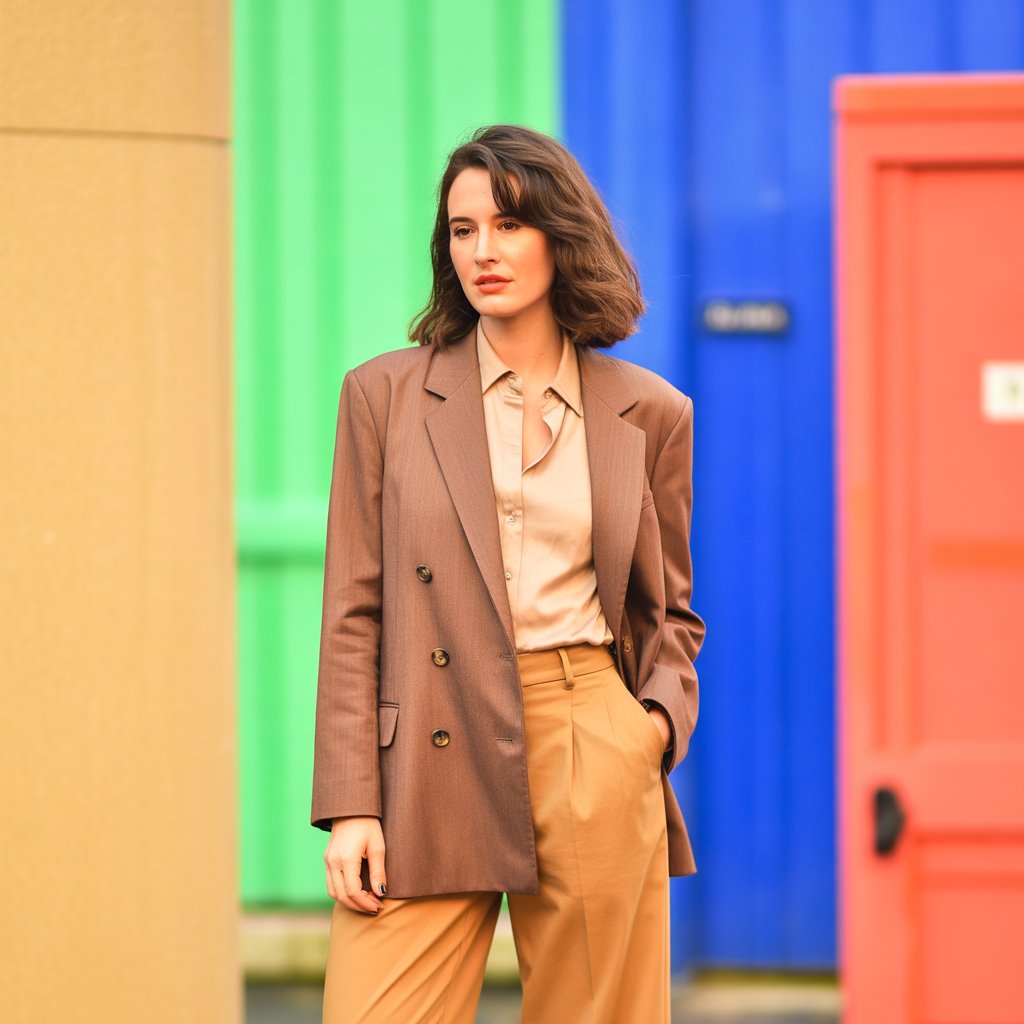 Brown Blazer with Tailored Trousers