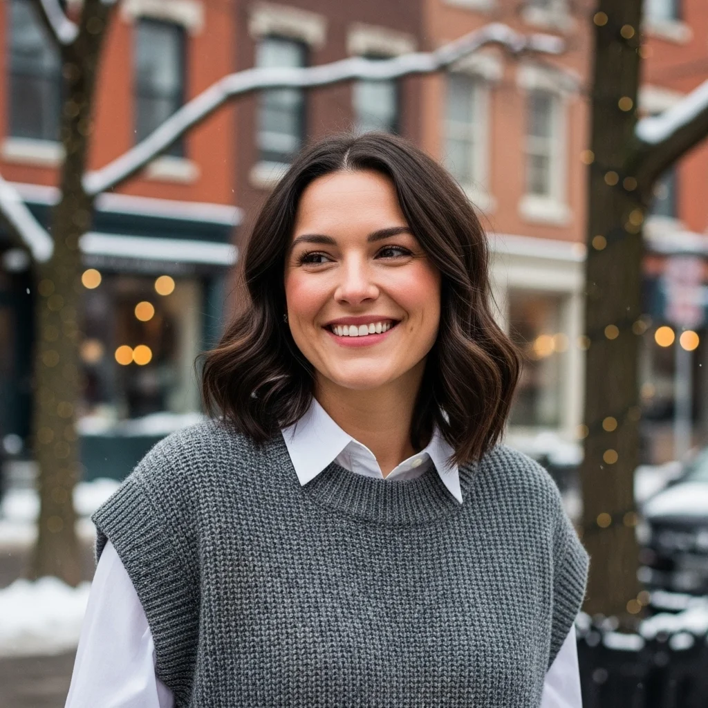 Button-Down Shirt Under a Sweater Vest
