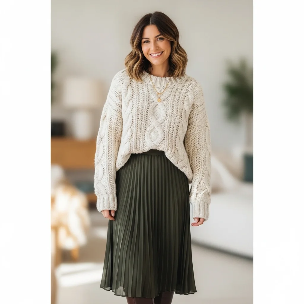 Chunky Sweater and Midi Skirt