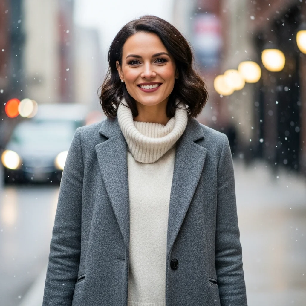 Cozy Turtleneck Sweater with a Long Wool Coat