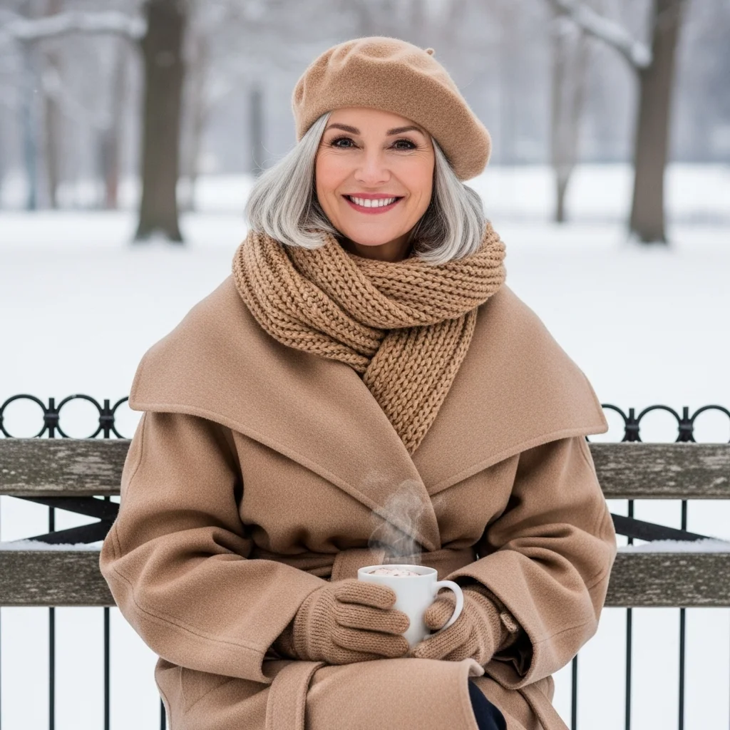 Cozy Wrap Coat With Matching Accessories