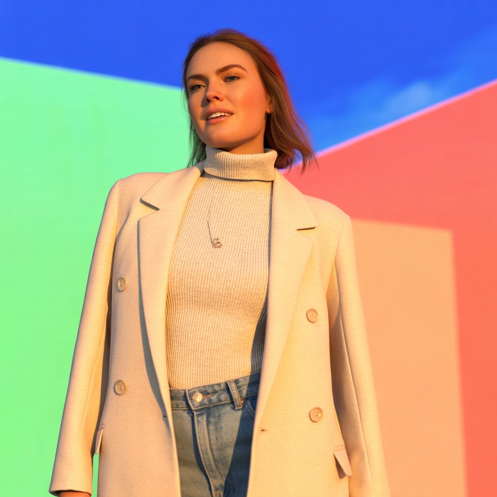 Cream Turtleneck Under a Blazer
