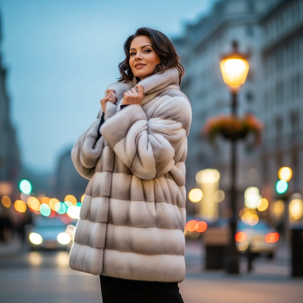 Fur Coat with Neutral Tones