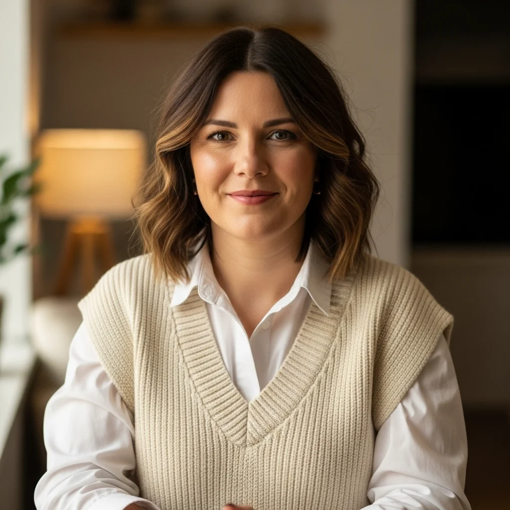 Knit Vest Over Button-Down