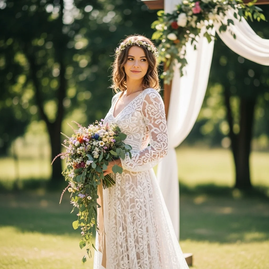 Lace Long-Sleeve Bohemian Dress