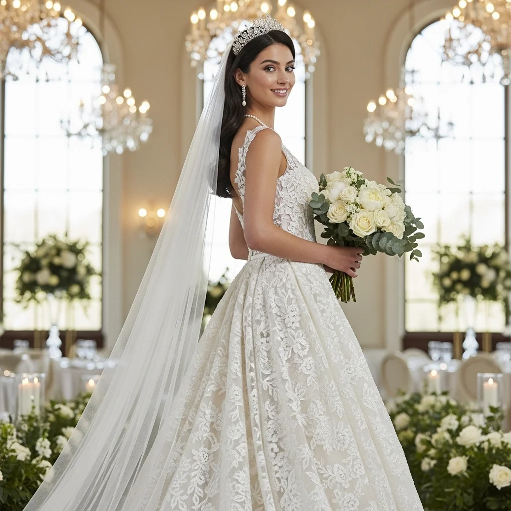 Lace Mermaid Gown with Detachable Overskirt