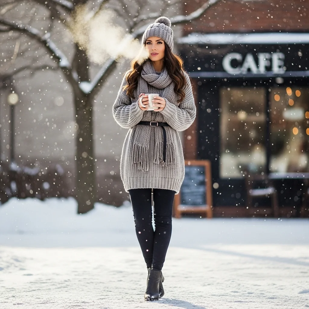 Leggings and Sweater Dress