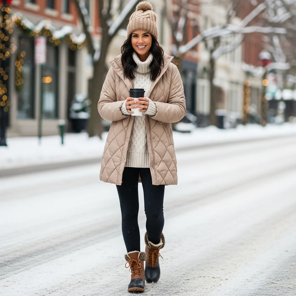 Leggings with Quilted Coat