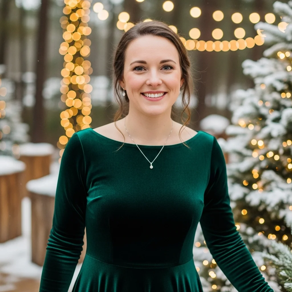 Long-Sleeve Velvet Dress