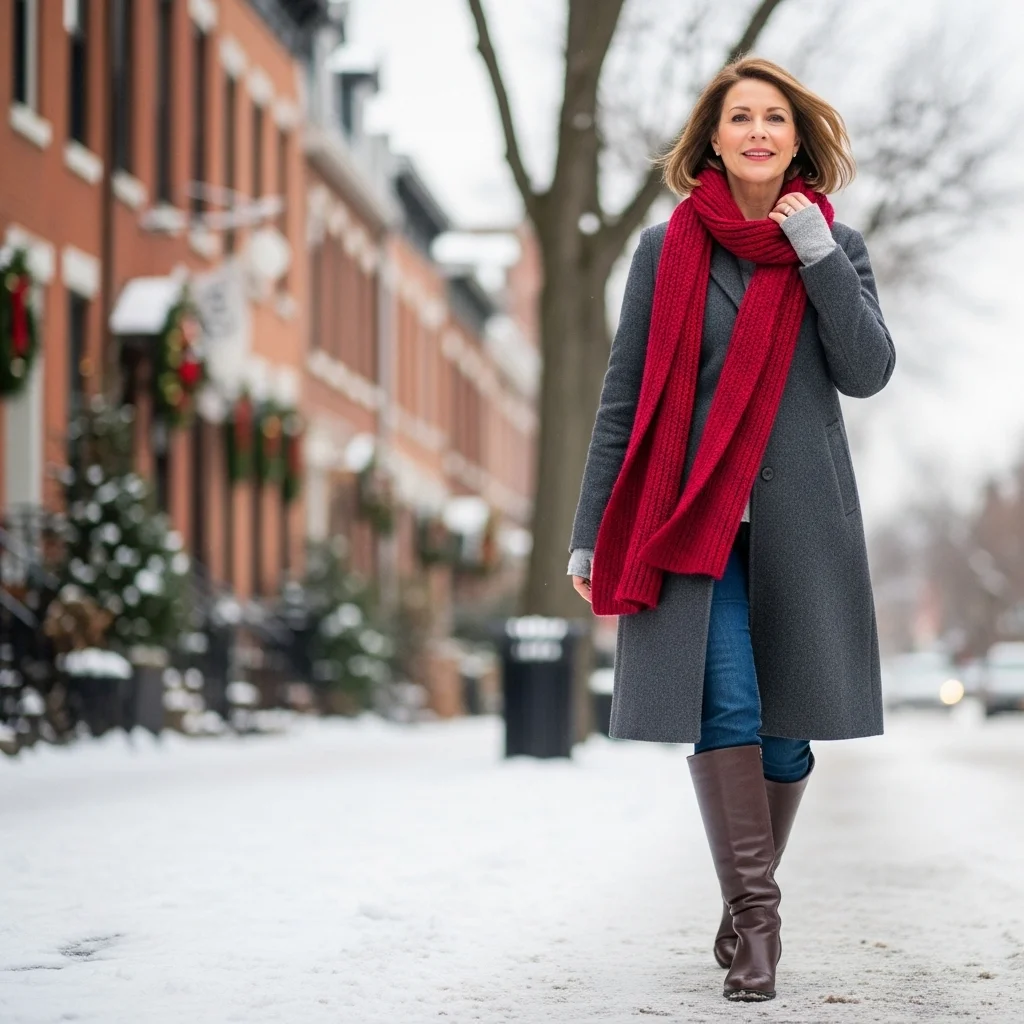 Longline Coat with Scarf and Boots