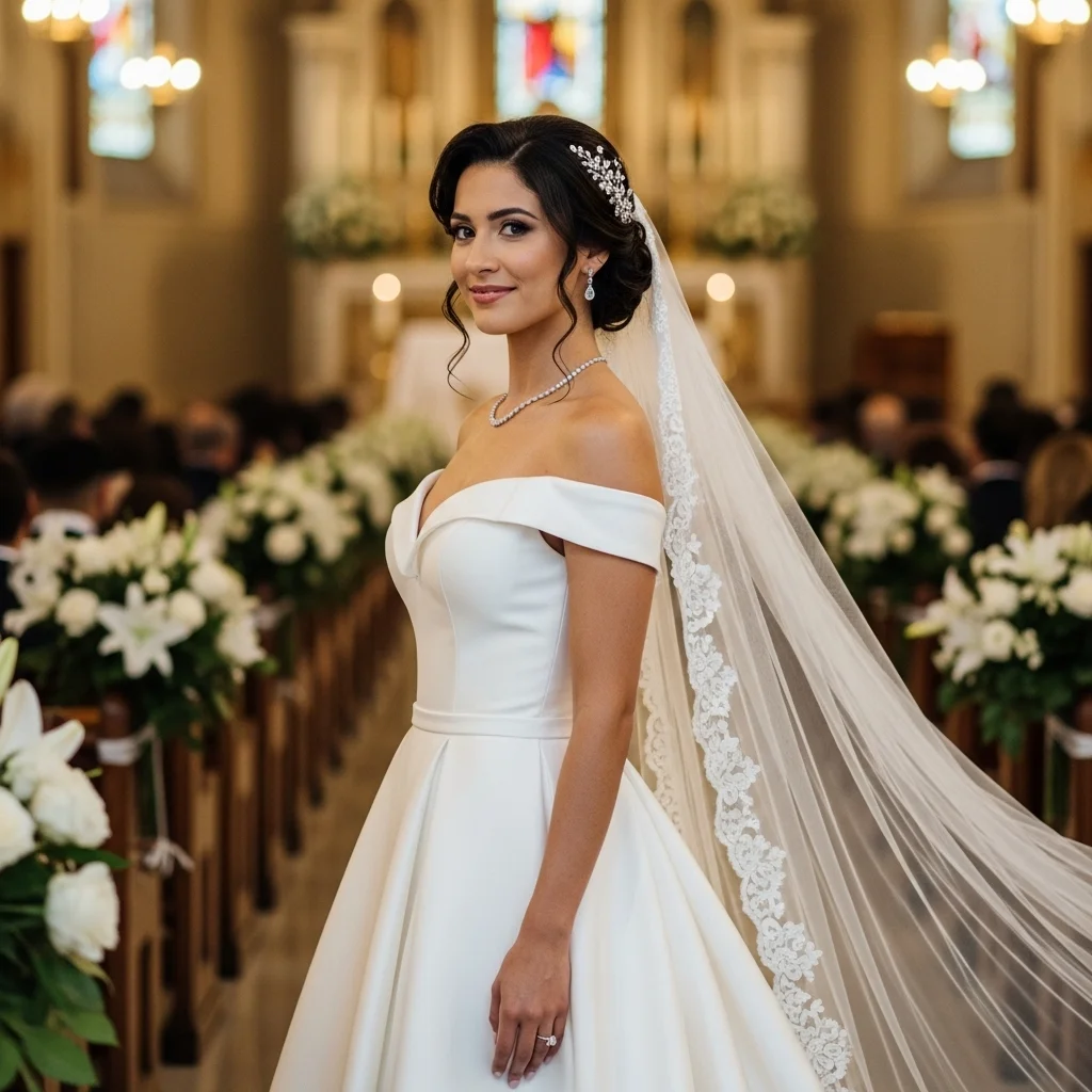 Off-Shoulder Mikado Trumpet Dress