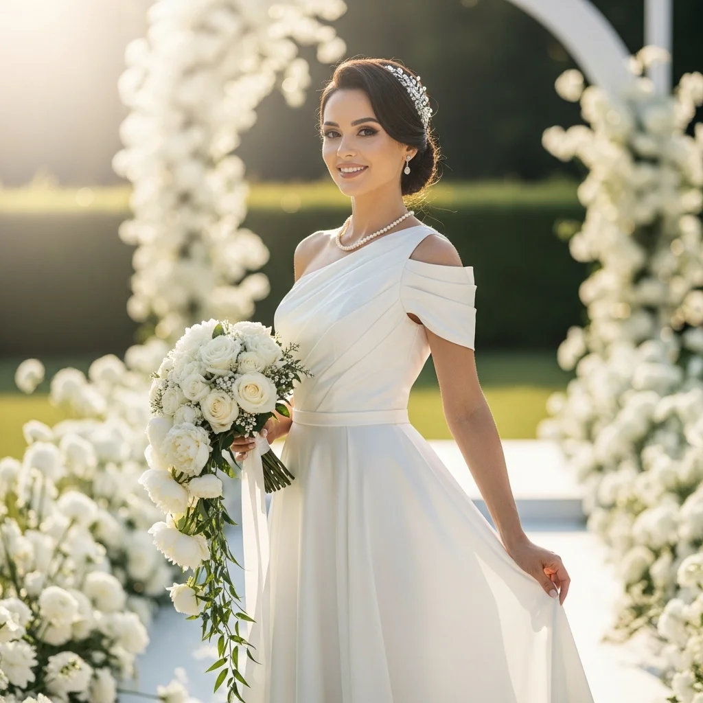 One-Shoulder Satin Dress