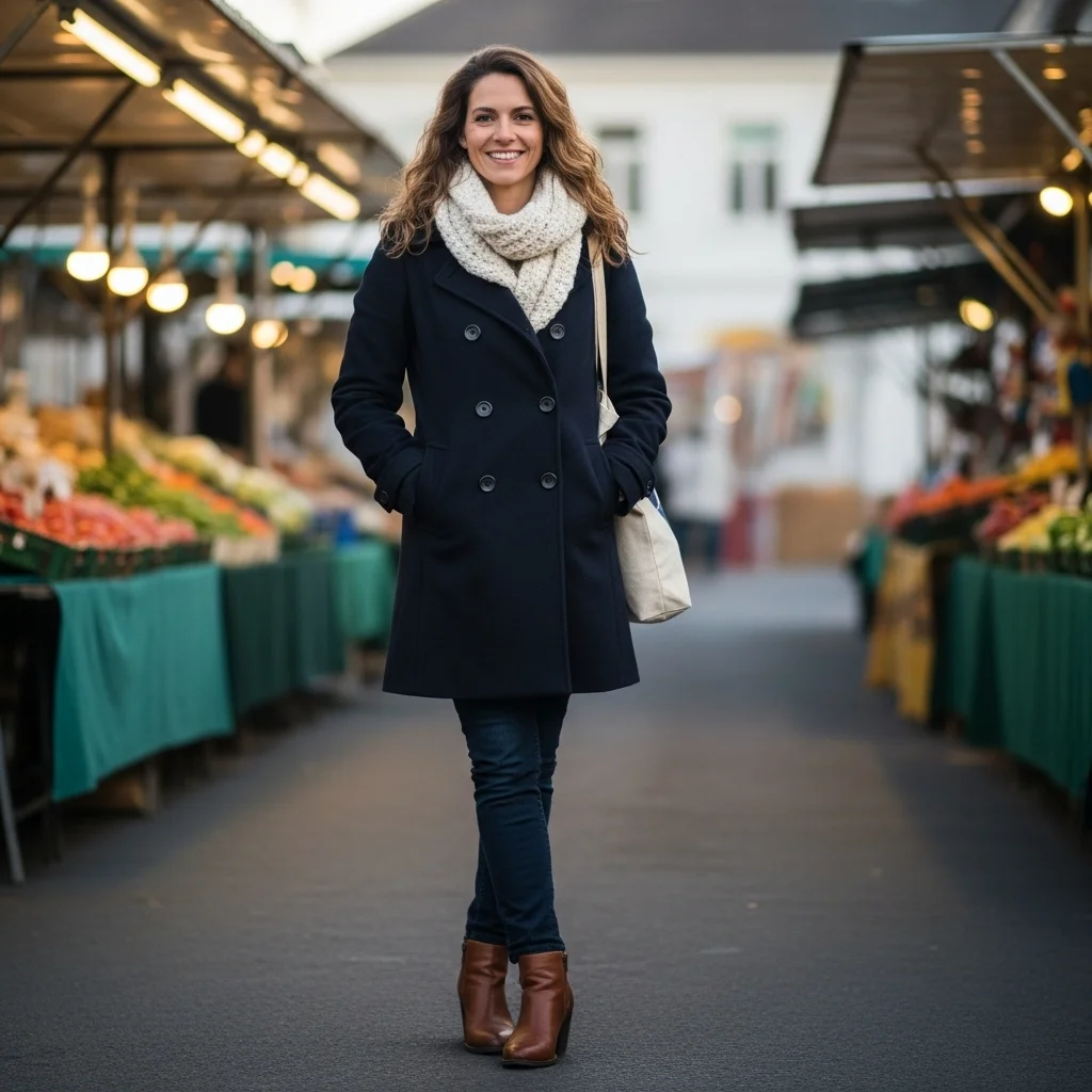 Pea Coat and Ankle Boots